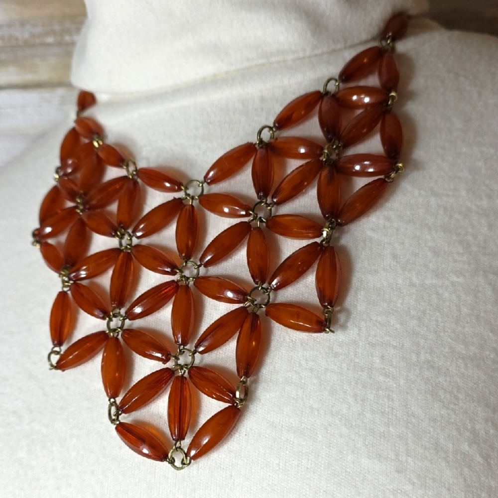 Vintage NWT Robert Rose Elegant Brown Beaded Necklace